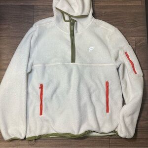 Fabletics M Ivory white  Sherpa fleece multi pocket 1/4 zip pullover sweatshirt